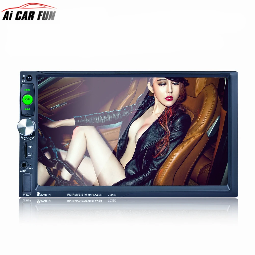 7023D 2Din 7 inch Bluetooth HD Stereo Audio MP5 Card Reader Fast Charge Support Rear View Camera Car Radio Player