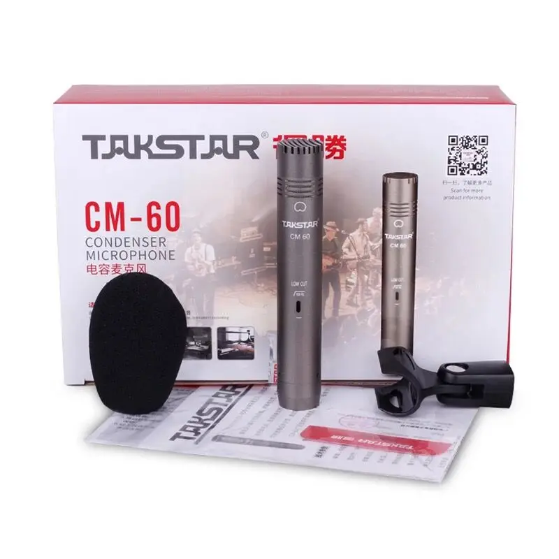 Высокое качество Takstar CM-60 Профессиональный звукозаписывающий микрофон вышеуказанного типа конденсаторный микрофон для музыкального инструмента