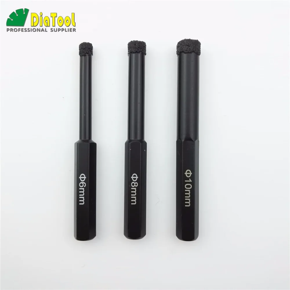 3pcs/set 6mm+8mm+10mm Hex Shank Vacuum Brazed diamond drill bits drilling core bits hole saw for granite marble tile