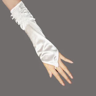 Без пальцев длинное белое платье принцессы подружки невесты танцы представление Вечерние перчатки оптом