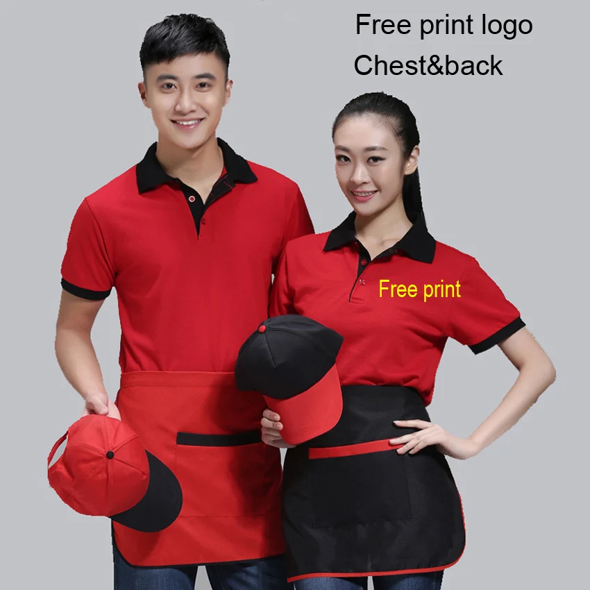 Pattern Design Logo Free Print Chef Uniform Polo Shirt Unisex Kitchen