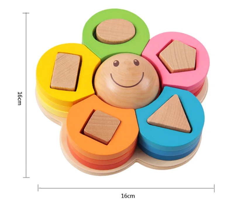 Для раннего обучения по системе Монтессори цветок 3D деревянная головоломка образовательная форма геометрический цилиндр головоломка