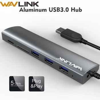 

Wavlink High Speed 3 Ports USB 3.0 Hub 5Gbps adapter hub Aluminum with SD/Micro SD TF Card Reader for Macbook Laptop PC Tablet