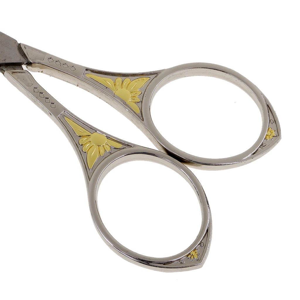 Stainless Steel European Vintage Floral Scissor for DIY Embroidery Sewing Craft Black/Sliver/Gold