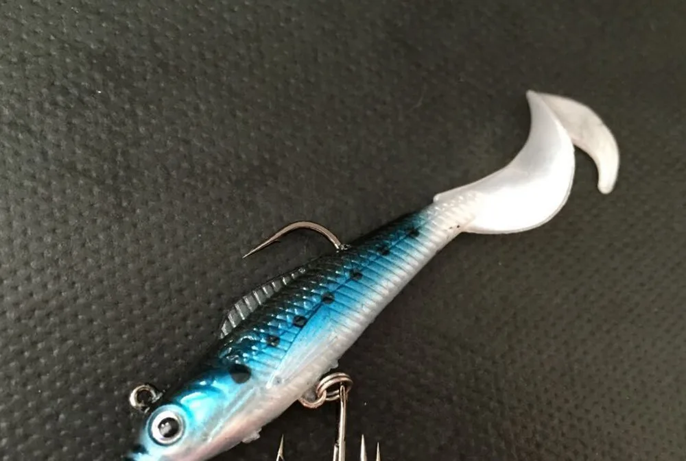 5PCS Fishing soft Replica Fish Lure Baits Hook curving Tail 9cm/9.5g