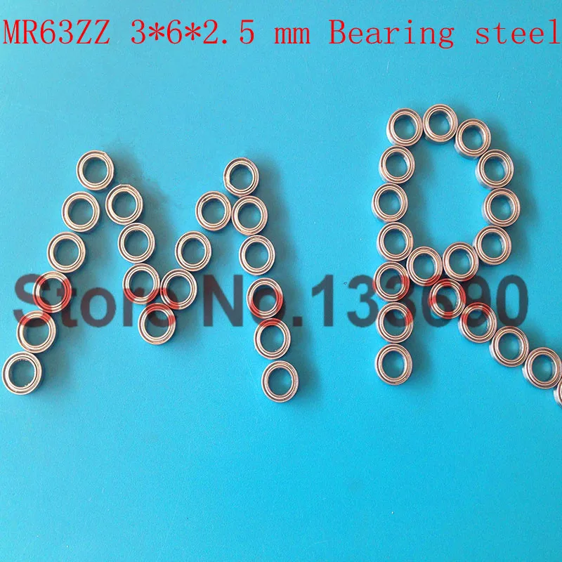

5 pcs/lot MR63ZZ MR63Z ABEC-5 3X6X2.5 mm Deep groove Ball Bearings MR63 / L-630 ZZ Bearing steel