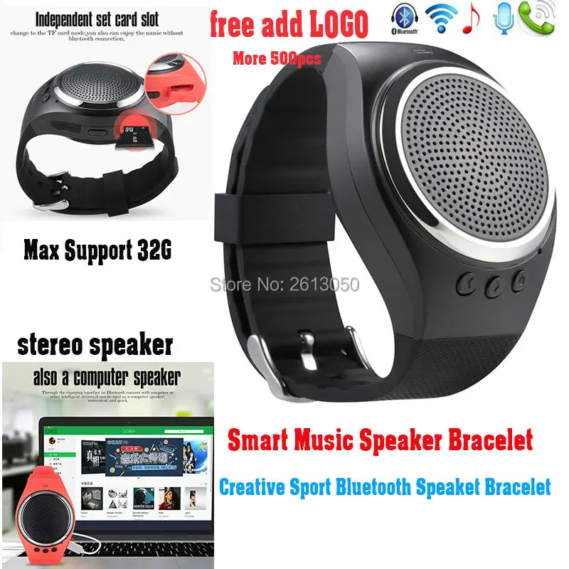 Smart Bluetooth Speaker Bracelet Pedometer Calorie Sleep Monitor TF Card Answer Call Phone Wristband font b