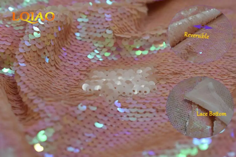 changed peach reversible sequin fabric