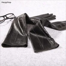 50 см Удлиненные Прямые стиль козья кожа перчатки кожаные перчатки кашемировая подкладка над налокотники наборы