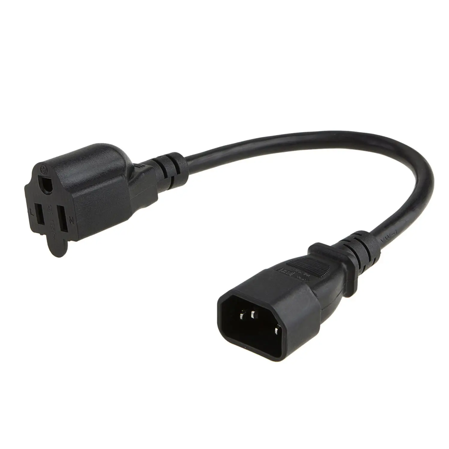 

5-Pack 1 Foot 18AWG Standard Computer Power Adapter Cord NEMA 5-15R to IEC320 C14, 0.3M / Black