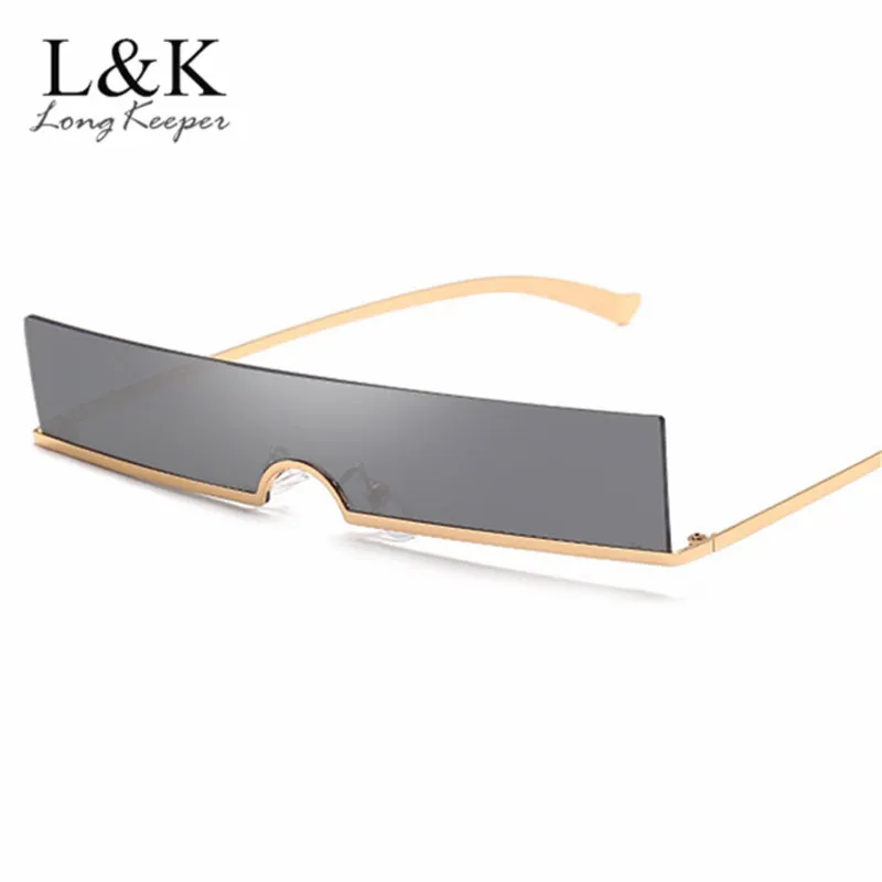 Металлические солнцезащитные очки в стиле панк для мужчин и женщин, маленькие Брендовые очки в стиле ретро, винтажные дизайнерские прямоугольные черные солнцезащитные очки без оправы UV400