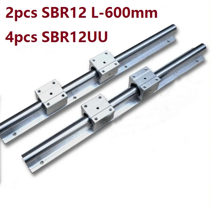 

2pcs SBR12 L-600mm support rail linear guide + 4pcs SBR12UU linear bearing blocks for CNC router parts