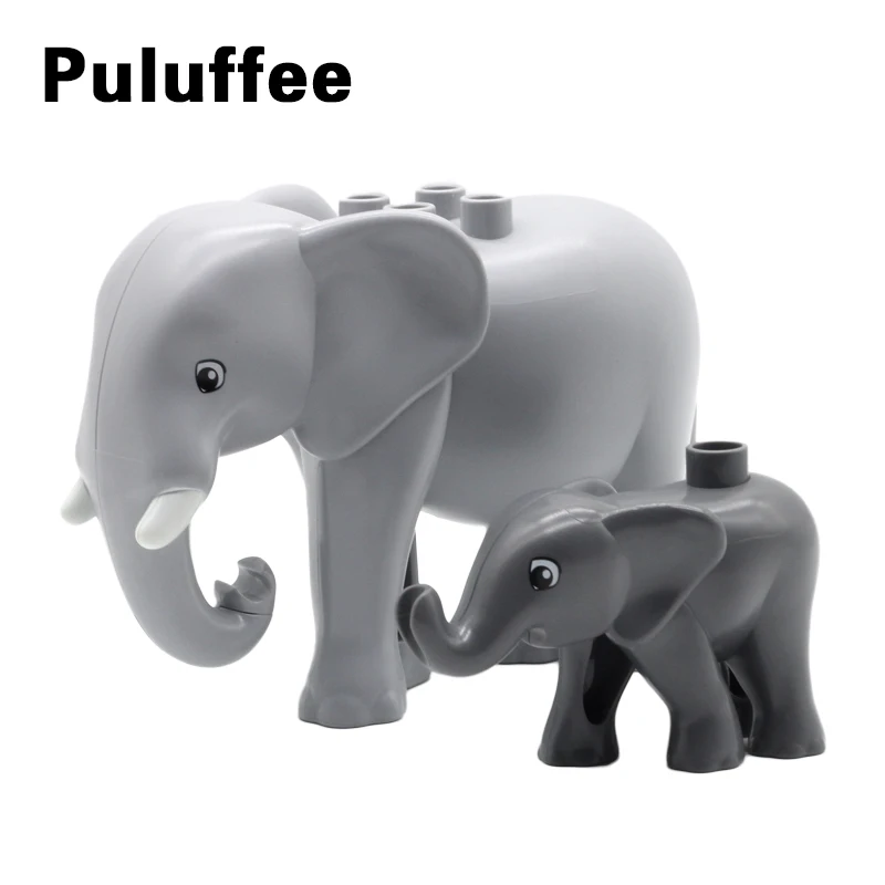 

Zoo Animal Elephant Building Blocks Big Particle Compatible with Duplo Elephant baby Maternal Male Elephant Bricks set DIY Toys
