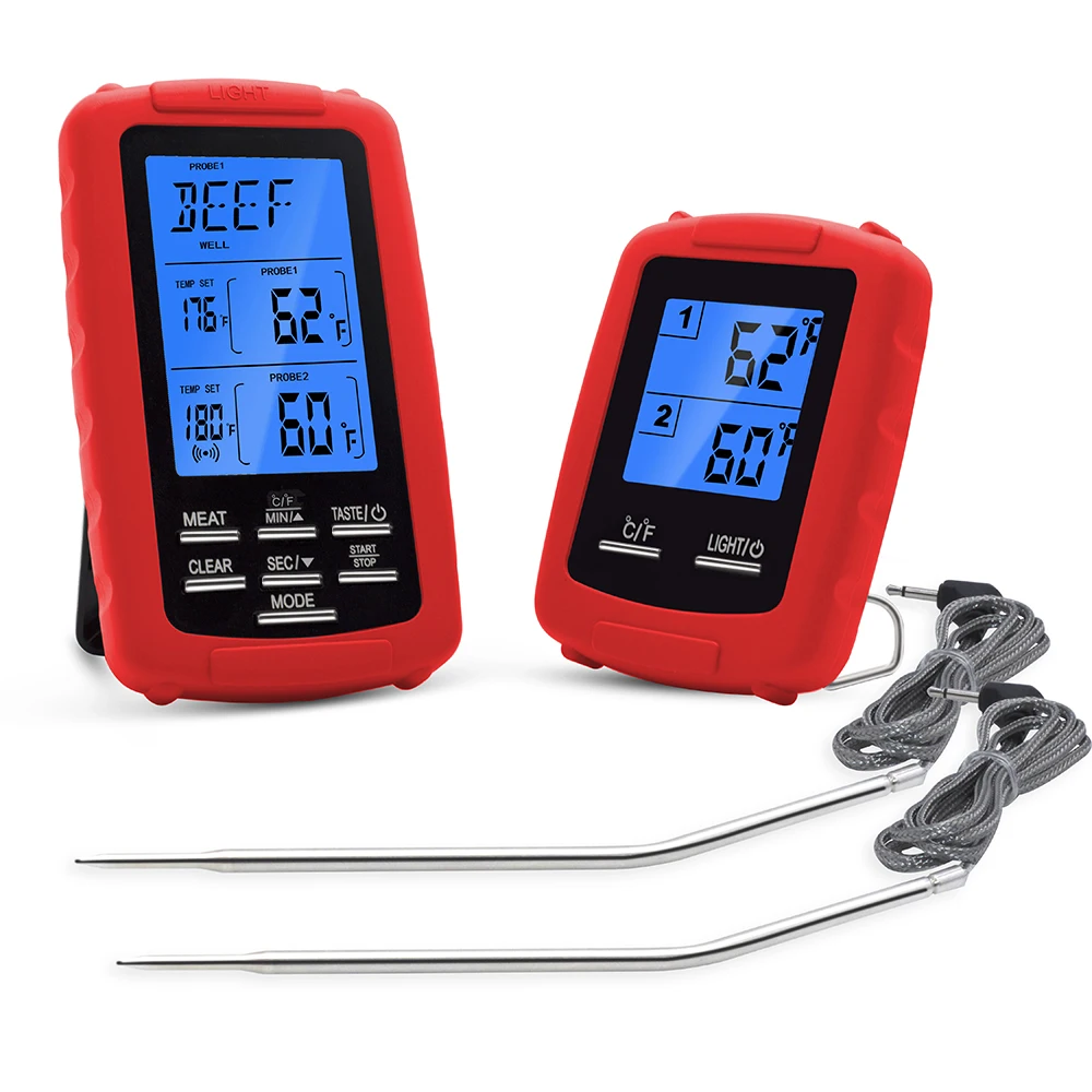 Cheerful Kitchen Wireless Remote BBQ Thermometer Dual Probe Digital Cooking Meat Food Oven Thermometer for Grilling Smoker BBQ