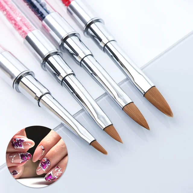 4pcs Gel Nail Brush Acrylic Rhinestone Drawing Pen Ombre Uv Gel