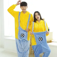 Despicable Me Minion Onesies adulto Unisex Franela Pareja Traje Cosplay de la Historieta Pijamas Fiesta de Disfraces de Halloween Hombres Mujeres