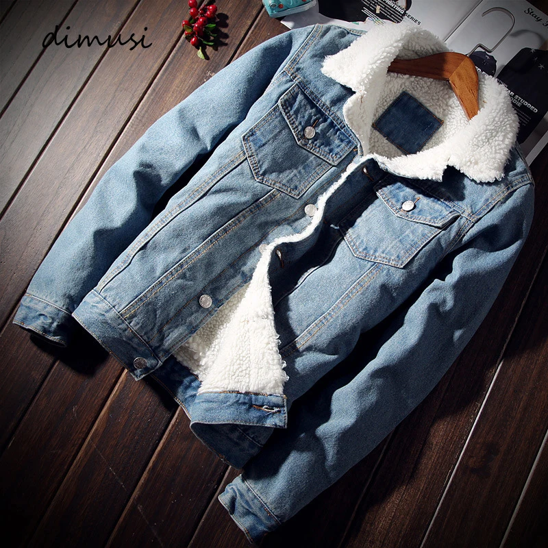 Goede DIMUSI Winter Heren Denim Jassen Mode Mannen Fleece Dikke Warme Jeans Jacket Men Casual Slim Uitloper Windbreaker Cowboy Jassen 6XL