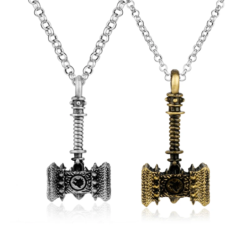 

Avengers Dark World Thor Hammer Wolf Head Pendant Necklace Vintage Silver Bronze Mjolnir Norse Mythology Viking Jewelry -30