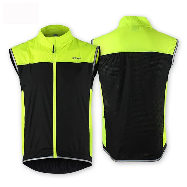 Men Red Windproof Reflective Cycling Vest Sleeveless Jacket MTB Jersey