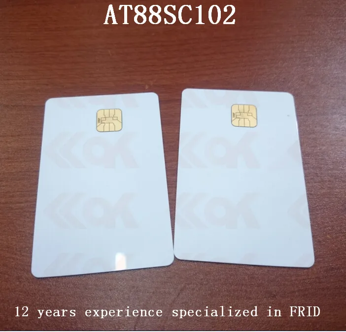 

Yongkaida 1000pcs/lot AT88SC102 ISO7816 blank white PVC chip smart contact IC card plastic card