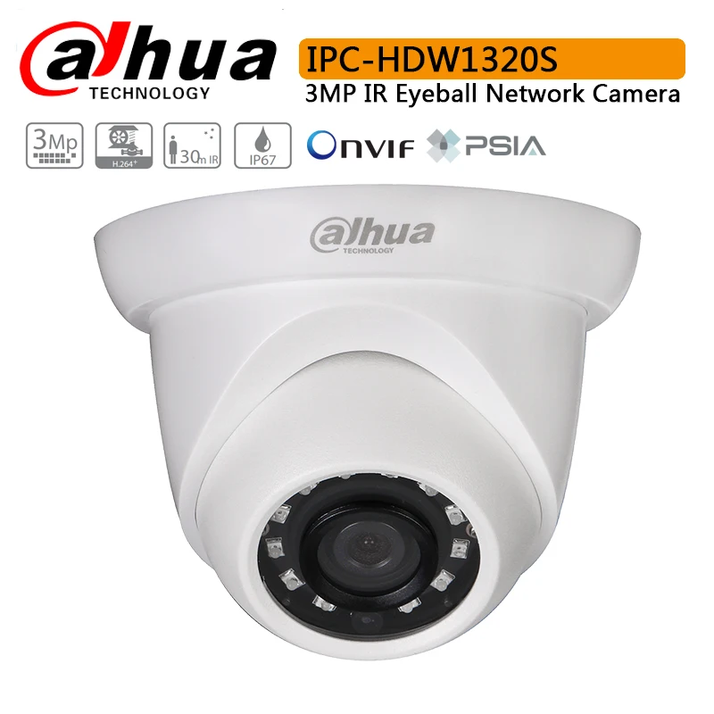 

Original Dahua IPC-HDW1320S 3MP IR Eyeball Network Camera with Max IR LEDs Length 30m IP Camera IPC-HDW1320S