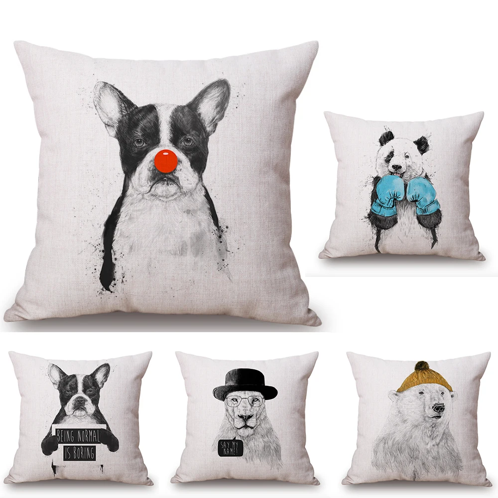 Lion Panda Dog Bear Cartoon Animal Neck Body Pillowcase Linen Bed Pillows Cover Couch Seat Cushion Throw Pillow Home Decoration