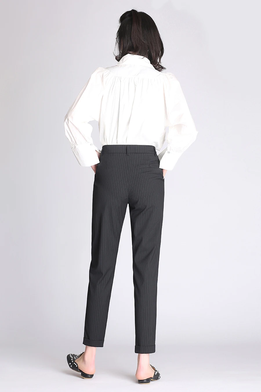 Высокая талия полосатые шаровары женские 2018 летние свободные повседневные длинные брюки Капри женские брюки женские большие размеры 4XL