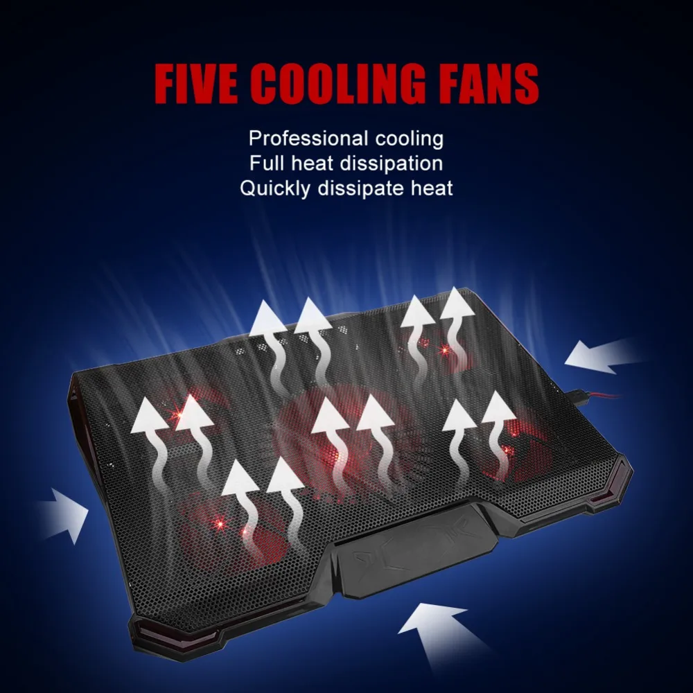 

Notebook Cooler 5 LED Fans USB Laptop Cooling Pad Holder for 12-17 inch Laptop Cooler Fan LED Adjustable Notebook Stand Holder
