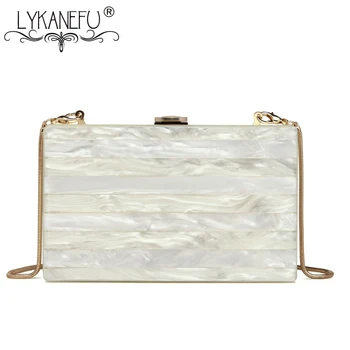 

LYKANEFU Acrylic Material Women Evening Bags Day Clutches Small Chain Shoulder Hand Bags For Party Wedding Purse Box Clutch Bag