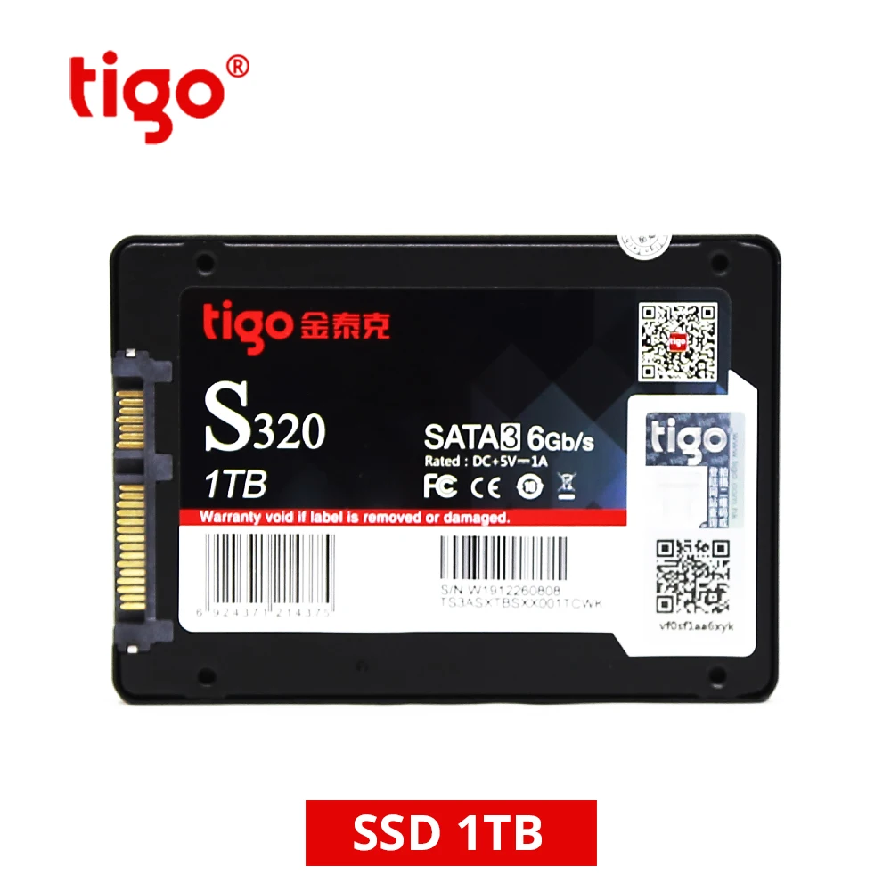 Tigo SSD 1 ТБ HDD 2,5 дюймов SATA3 1024GB Внутренний твердотельный накопитель 6 ГБ/сек. для настольных ПК S320 SATAIII HD высокая скорость