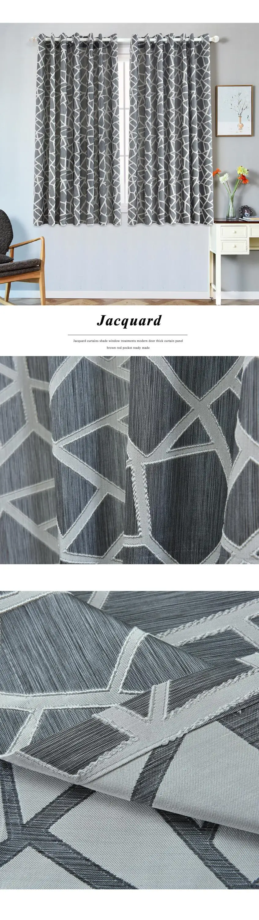 Smt474duan NAPEARL Plaid Jacquard Curtains Elegant Short Panels Drapes Ready Made Fabric For Kitchen Bedroom Window Semi Shade High Quality (1)