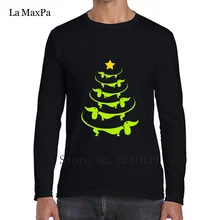 La maxpa Doxie Рождество дерево весело Для мужчин футболка зима Стиль футболка Для мужчин S одежда круглый вырез горловины футболка большой хип-хоп топ