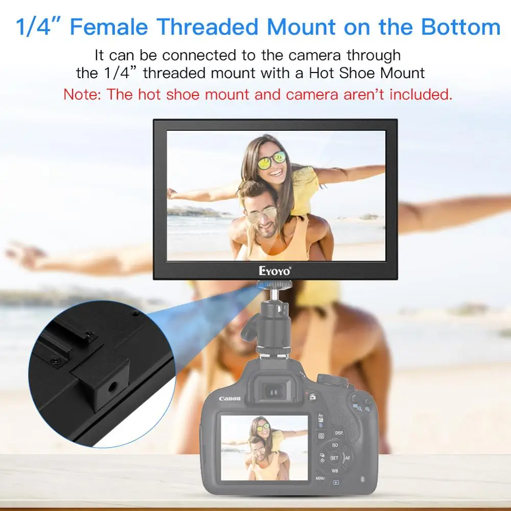 Eyoyo 7 inch Portable 1280x800 IPS LCD Screen Display HDMI TV Monitor Portable AV/HDMI/ BNC /VGA Input Raspberry Pi Monitor