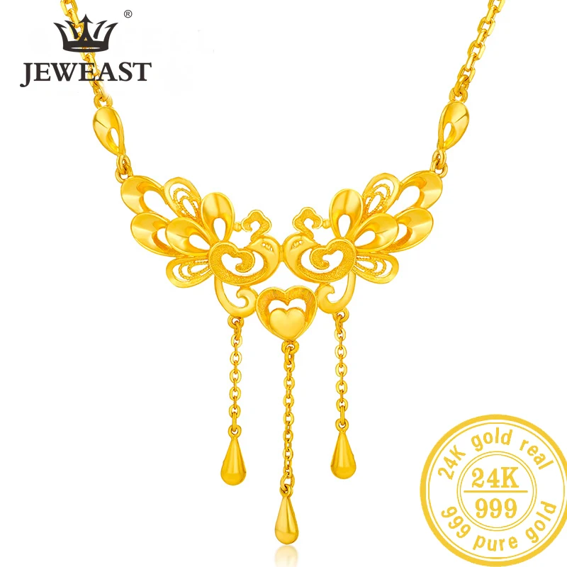 Sfe 24k Pure Gold Necklace Real Au 999 Solid Gold Chain Beautiful