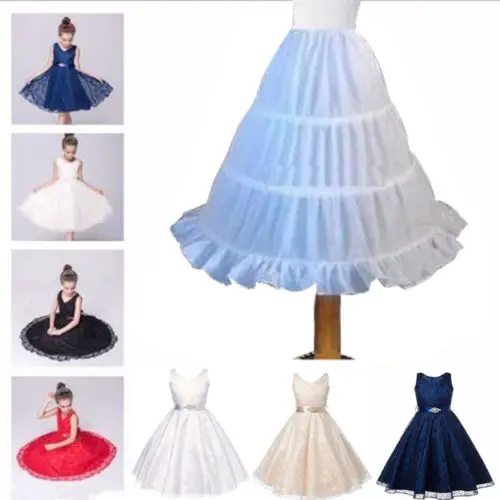 

2018 New Children White Petticoat 3 Hoop 1 Layer Flower Girls Layered Petticoat Kids Ruffles Underskirt Slip Crinoline Fashion