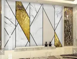 3D Скандинавская абстрактная Геометрическая Золотая линия настенная бумага мраморный фон гостиная ТВ диван фон настенная бумага