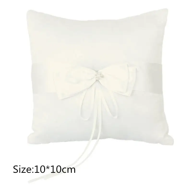 20*20 см Украшенная подушка для свадебного кольца, украшенная жемчугом и цветком, подушка для носителя колец для украшения свадебной вечеринки - Цвет: as pic