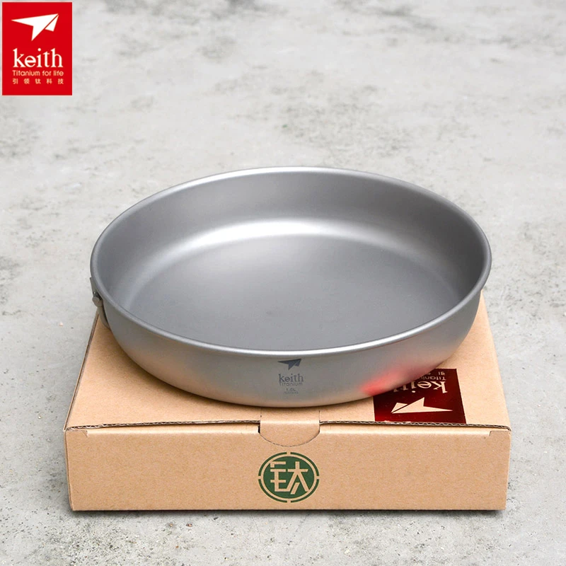 Keith Plegable Mango de Titanio Titanio Sartén Sartén Utensilios de cocina de Camping Al Aire Libre Camping Senderismo Picnic Pan Ligero 1L Ti6034