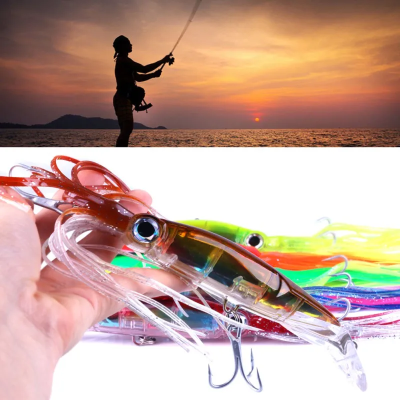

Fishing Lures 14cm/40g Artificial Bait Squid / Octopus Shape Reusable ABS Plastic Carbon Steel Hard Fish Lure With Hooks wobbler