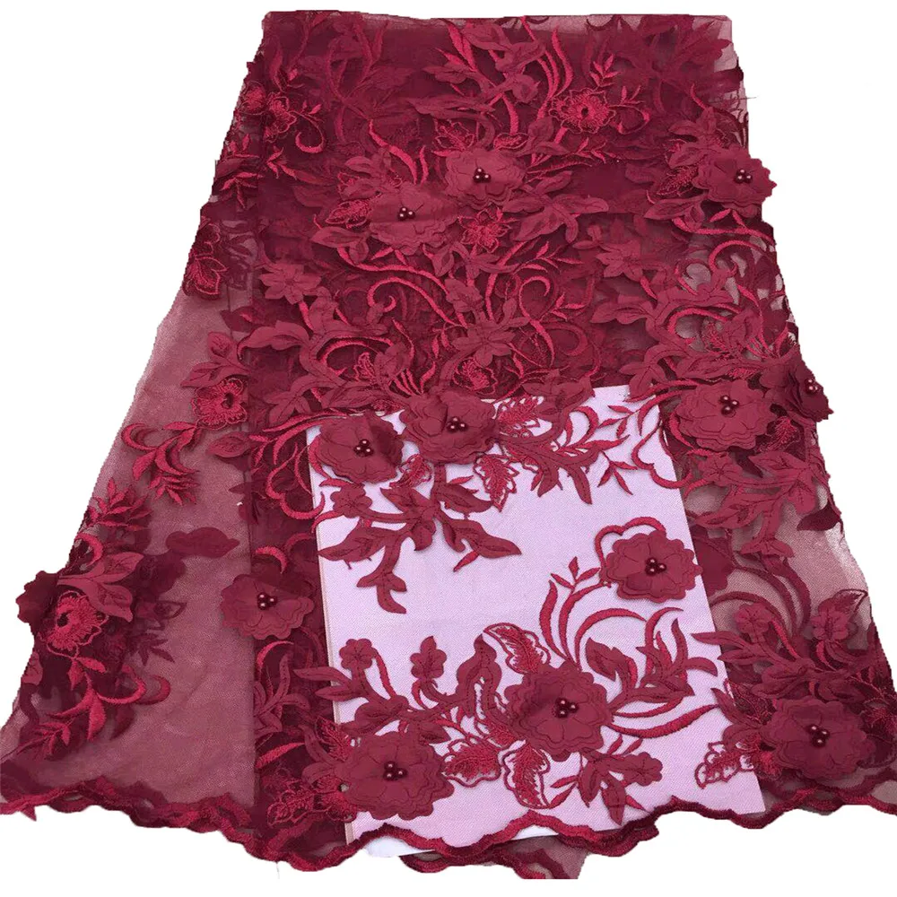 

Latest French Nigerian Laces Fabric 2018 High Quality 3D Tulle African Laces Fabric Wedding African French Tulle Lace X346-1