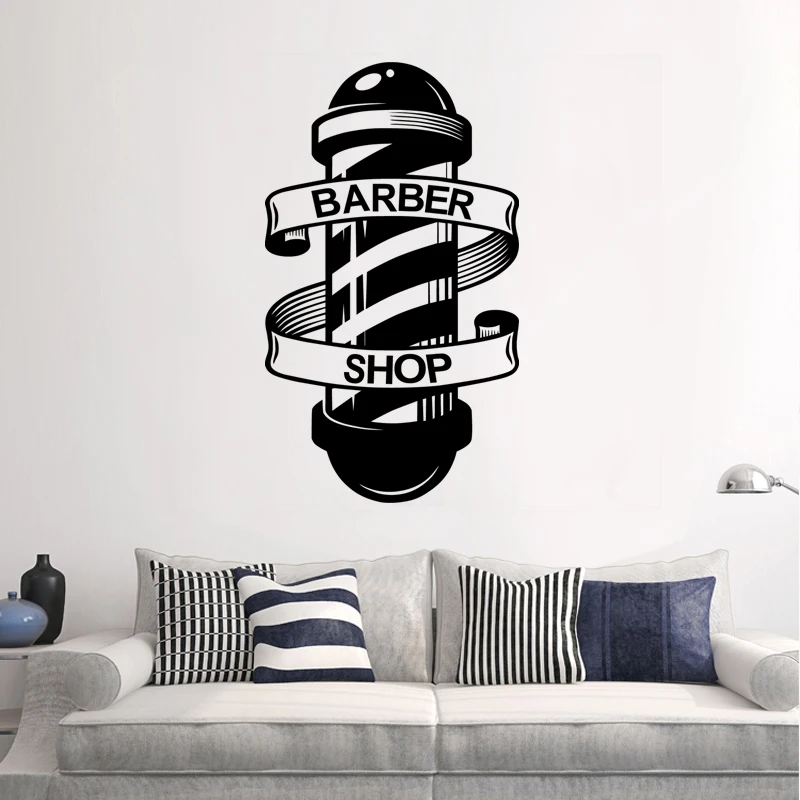 Barber Shop Sticker Name Chop Bread Decal Haircut Shavers Posters Vinyl Wall Art Decals Decor Windows Decoration Mural Ml012