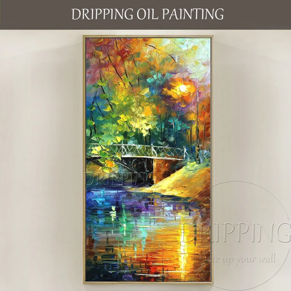 BVFRA Peinture À l'huile Peinte À La Main sur Toile,Abstrait Art Mur  Sunrise Harbour Paysage Rectangle Oeuvre Palette Couteau Texturé Grande  Taille