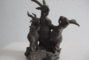 

8.5"Chinese classicality pure bronze copper fengshui lucky three sheep statue