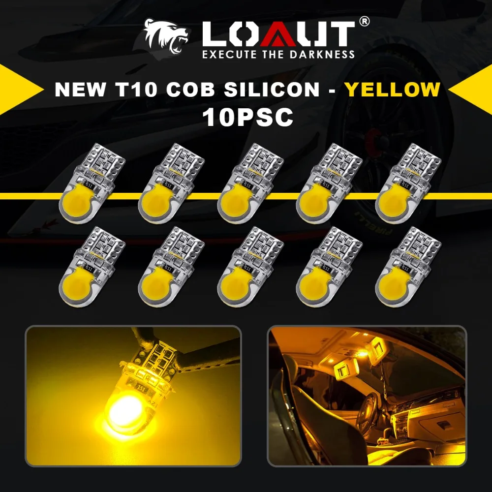 

10Pcs Auto T10 Led Cold White 194 W5W LED 168 COB Silica Car Super Bright Turn Side License Plate Light Lamp Bulb DC 12V FREE