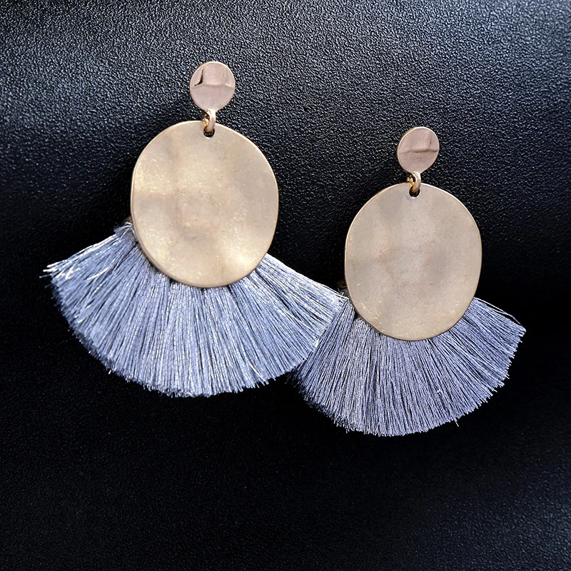 

Vintage Gold Color Tassel Earrings Cotton Thread Dangles Earrings For Smart Girls Fashion New Arrival Jewelry In Box