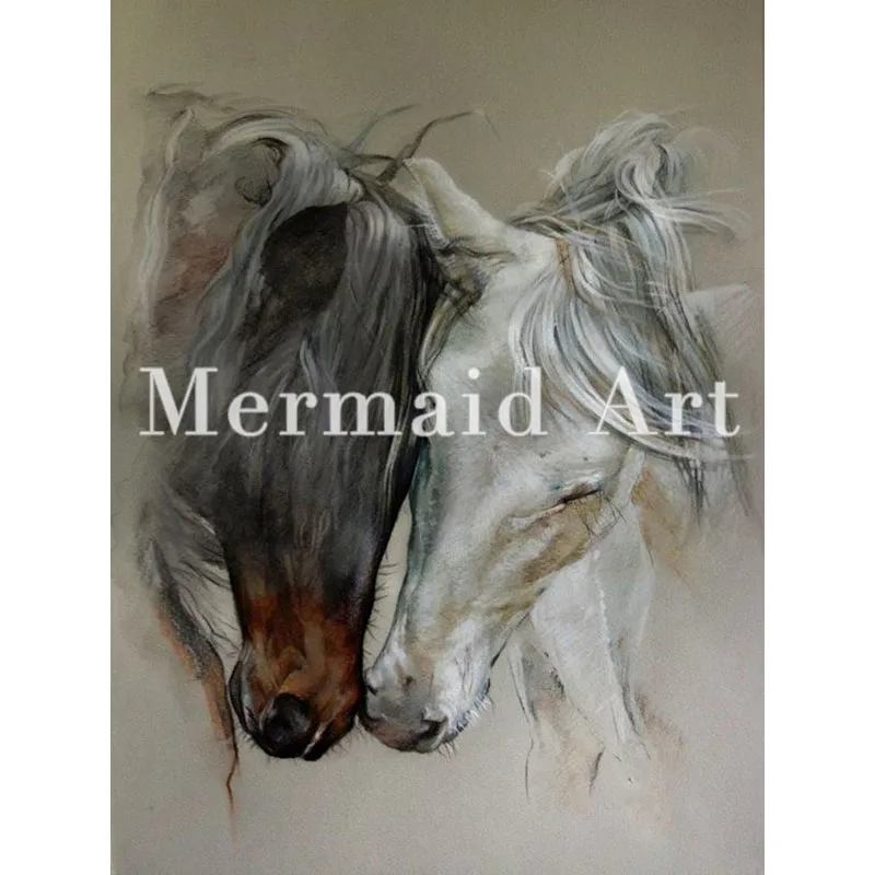 

HandPaint high quality art Oil Paintings Animal abstract tow horse running Oil Painting On Canvas For room Artwork Home Decor