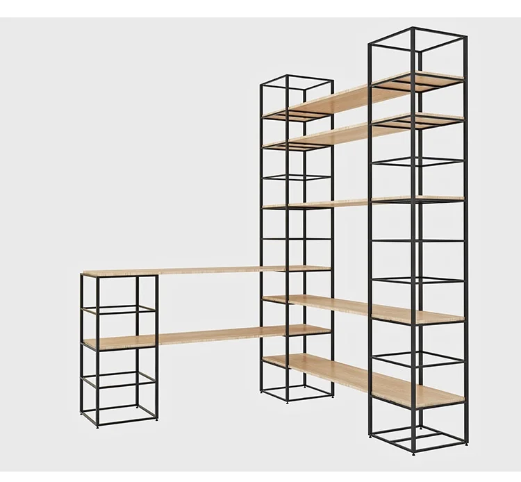 Предварительно собранные железные стеллажи на угловых/полках из цельной древесины