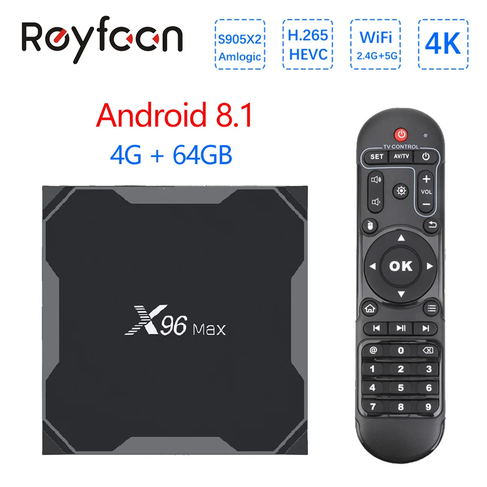 مربع التلفزيون الذكية X96 ماكس الروبوت 8.1 4 GB 64 GB Amlogic S905X2 رباعية النواة 5.8 GHz المزدوج Wifi 1000 M BT4.1 h.265 4 K مشغل الوسائط مجموعة أعلى بو مربع التلفزيون الذكية X96 ماكس الروبوت 8.1 4 GB 64 GB Amlogic S905X2 رباعية النواة 5.8 GHz المزدوج Wifi 1000 M BT4.1 h.265 4 K مشغل الوسائط مجموعة أعلى بو