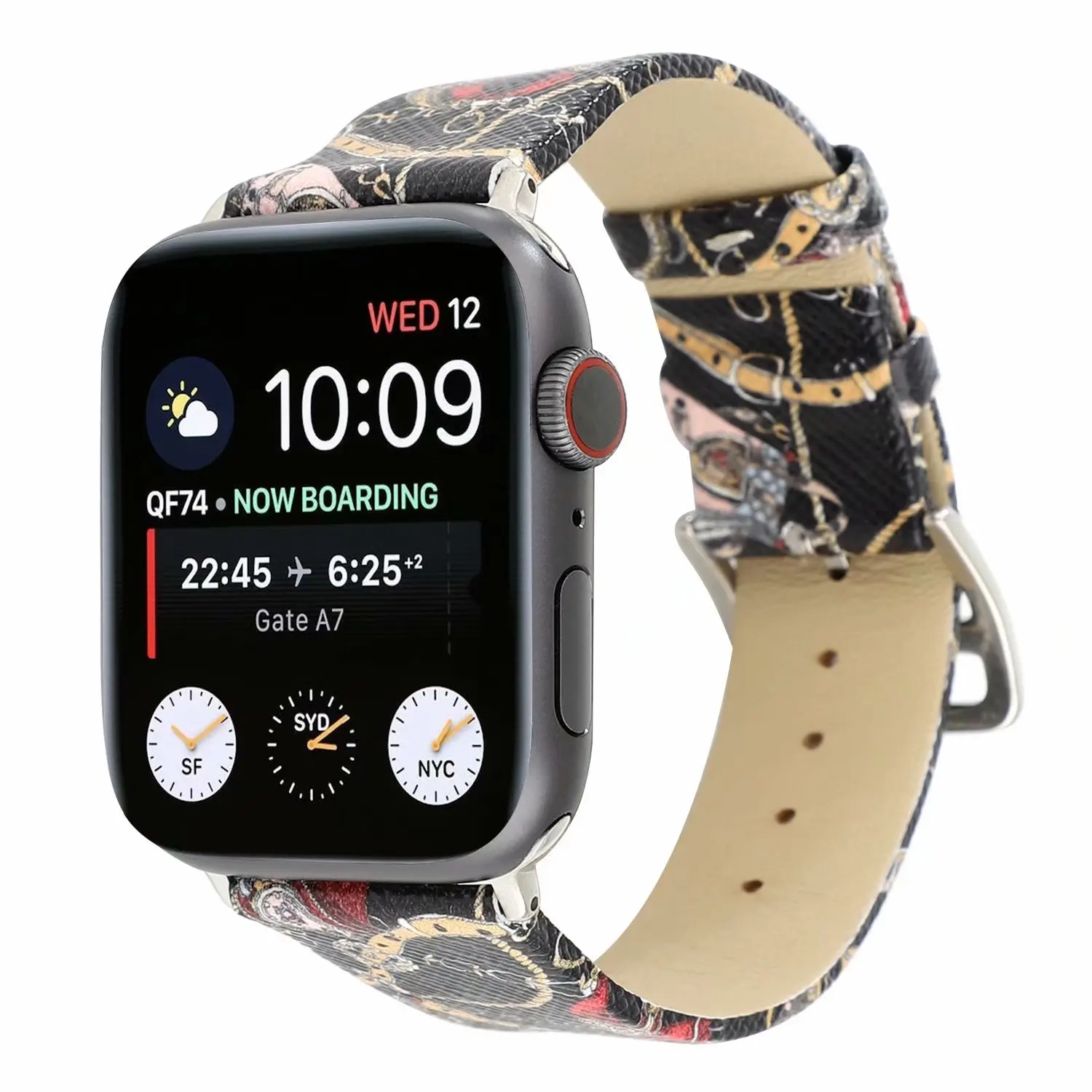 Цепь узор кожаный ремешок для наручных часов Apple Watch Series 5 4 44/40 мм кожаный браслет ремешок спортивный бесшовный для наручных часов iwatch серии, версия 1, 2, 3, ремешок 42/38 мм