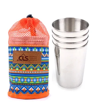 

304 stainless steel 4 sets of cups picnic beer cup office 300ML coffee cup